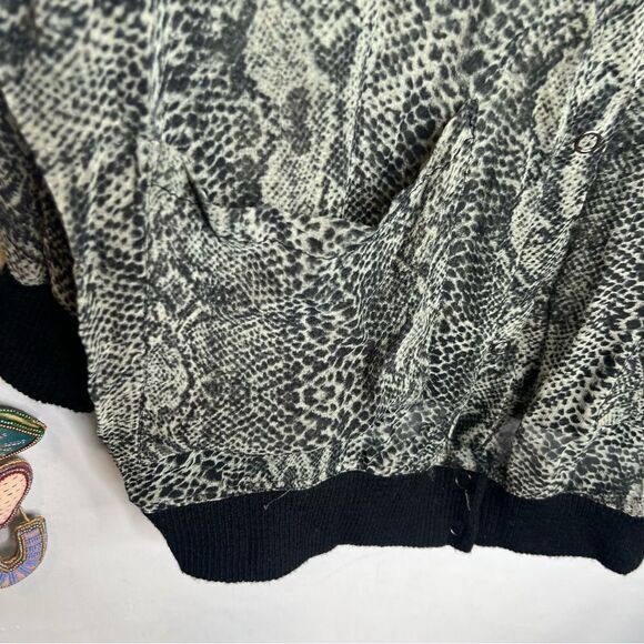 Free people lory bomber sheer wool trim animal print - Picture 2 of 10